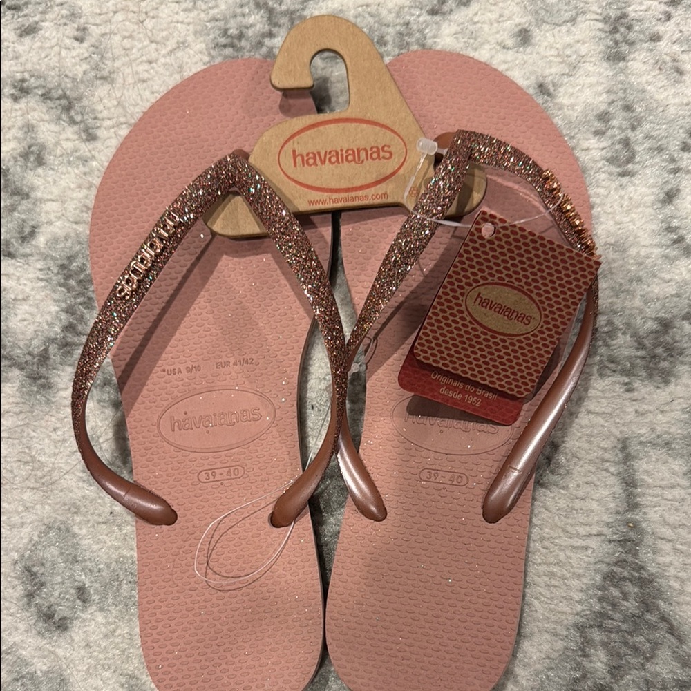 Havaianas Pink Glitter Flip Flops